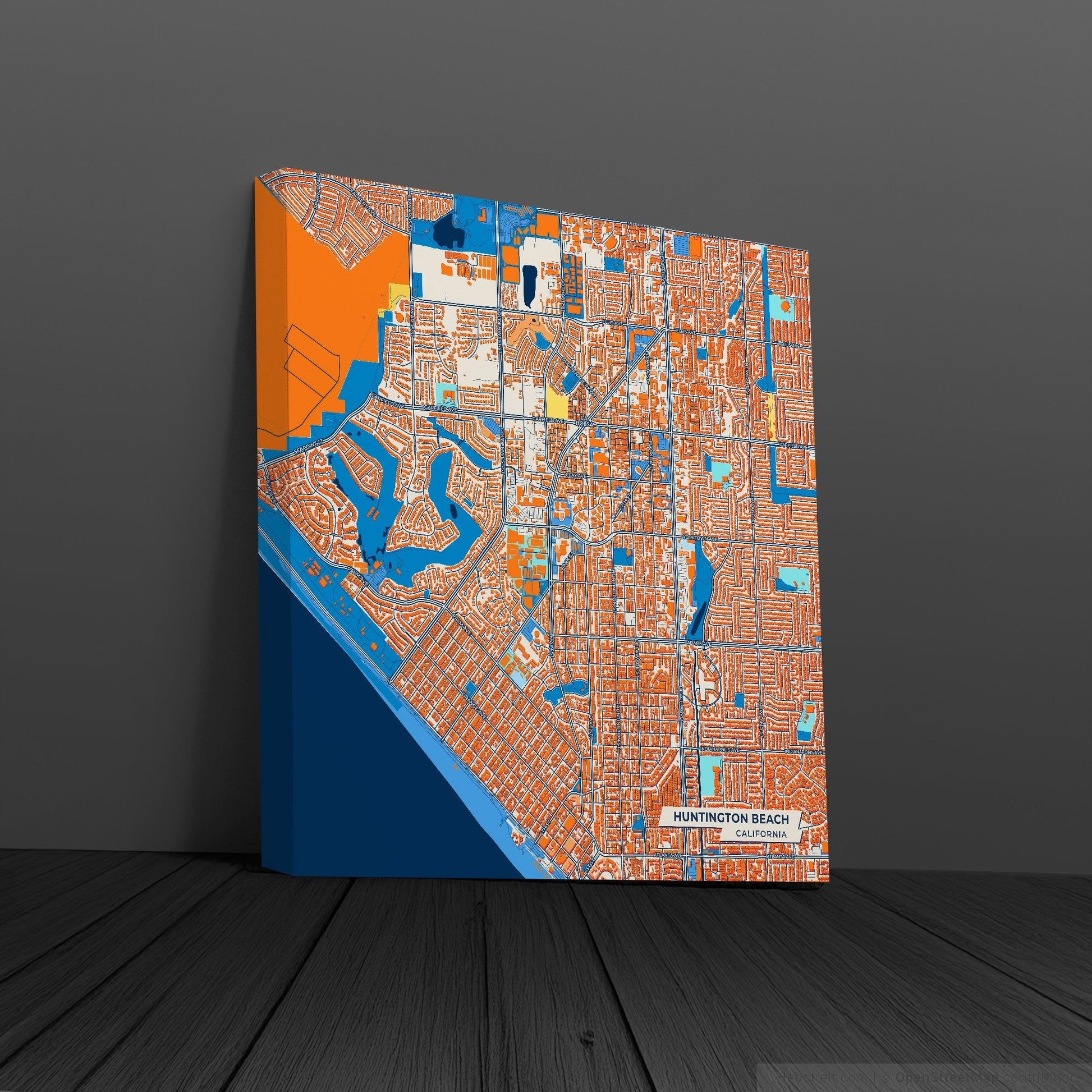 Huntington Beach California Colorful City Map Canvas Print