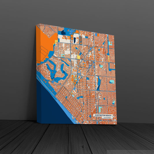 Huntington Beach California Colorful City Map Canvas Print