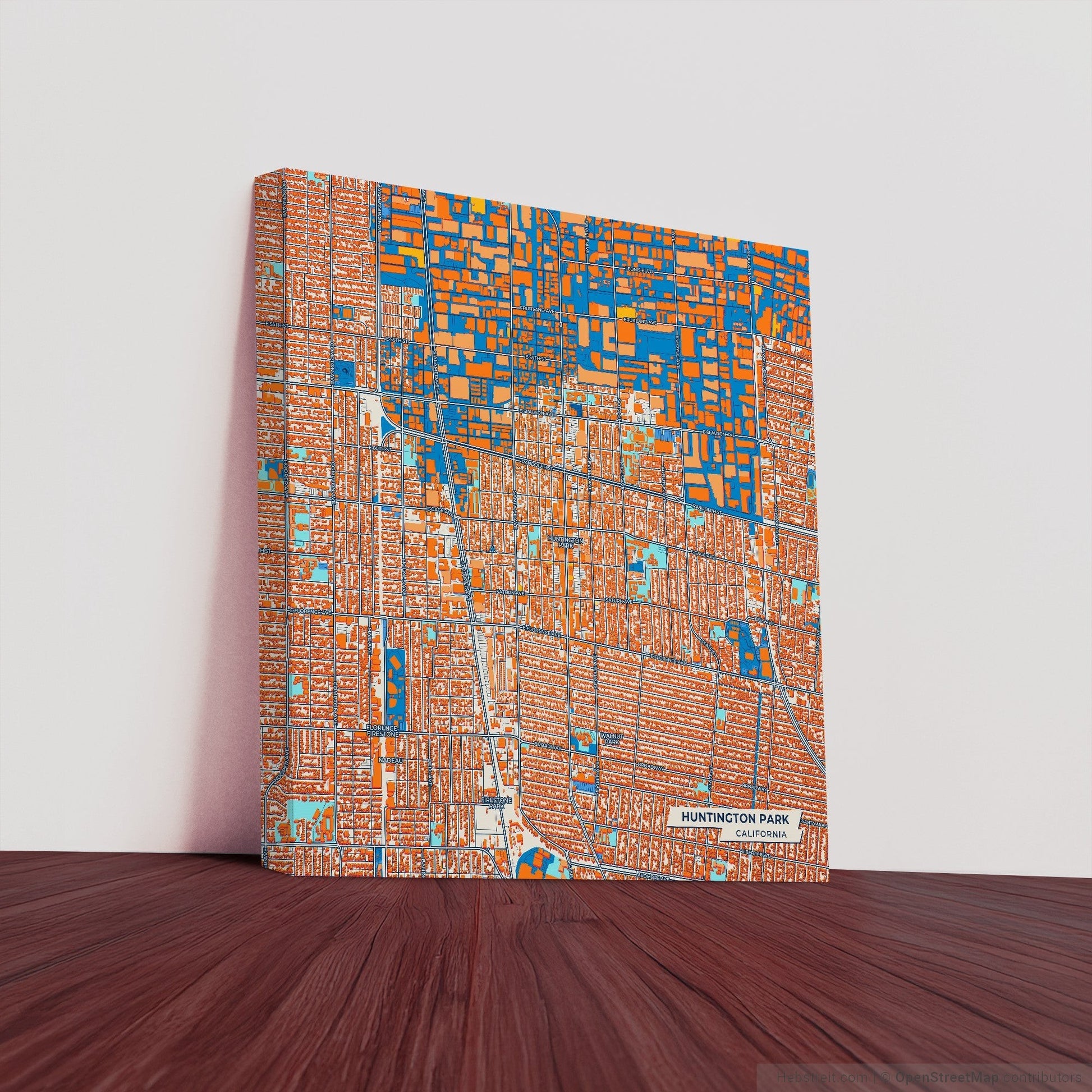 Huntington Park California Colorful City Map Canvas Print