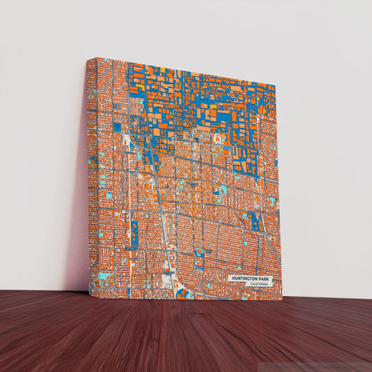 Huntington Park California Colorful City Map Canvas Print