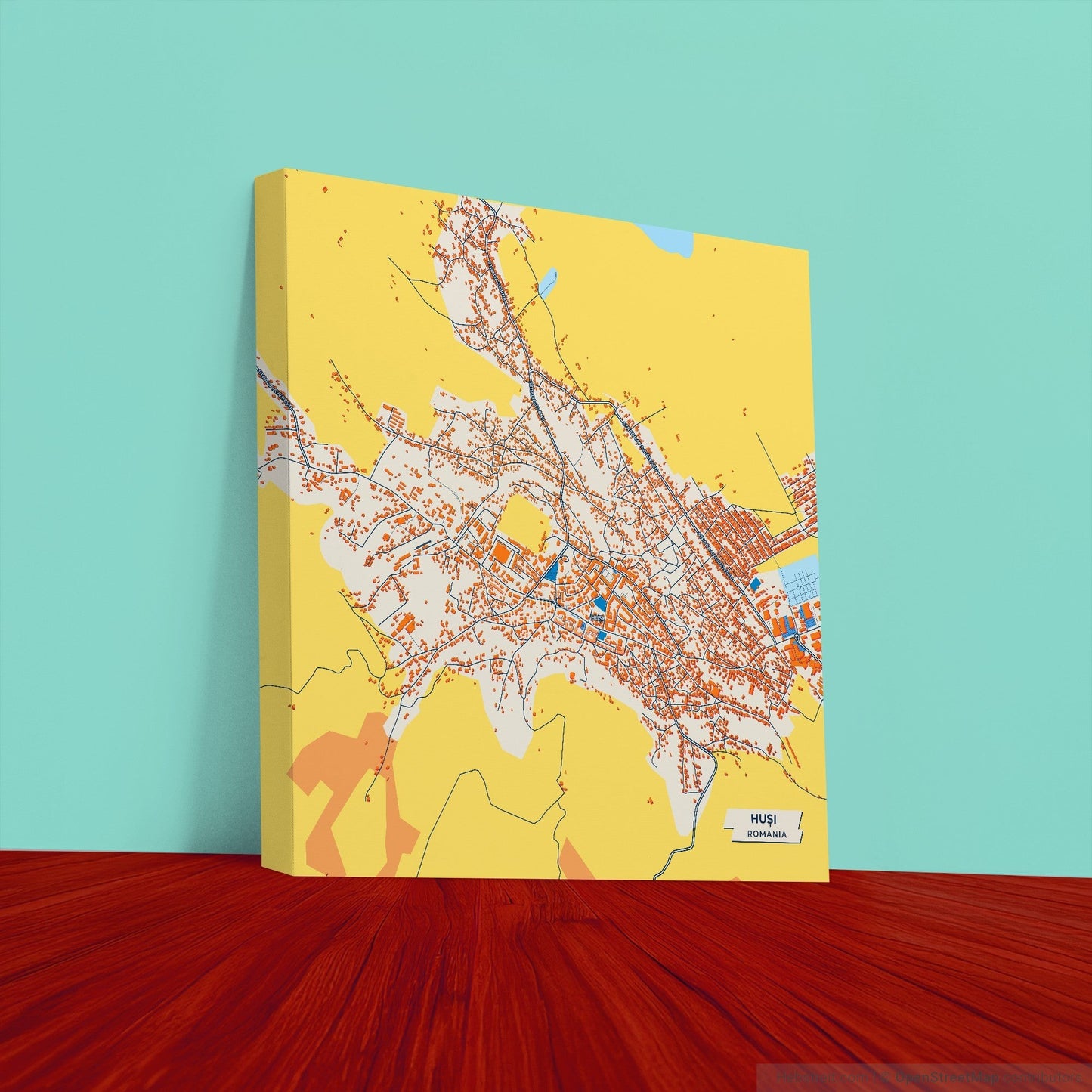 Huși Romania Colorful City Map Canvas Print