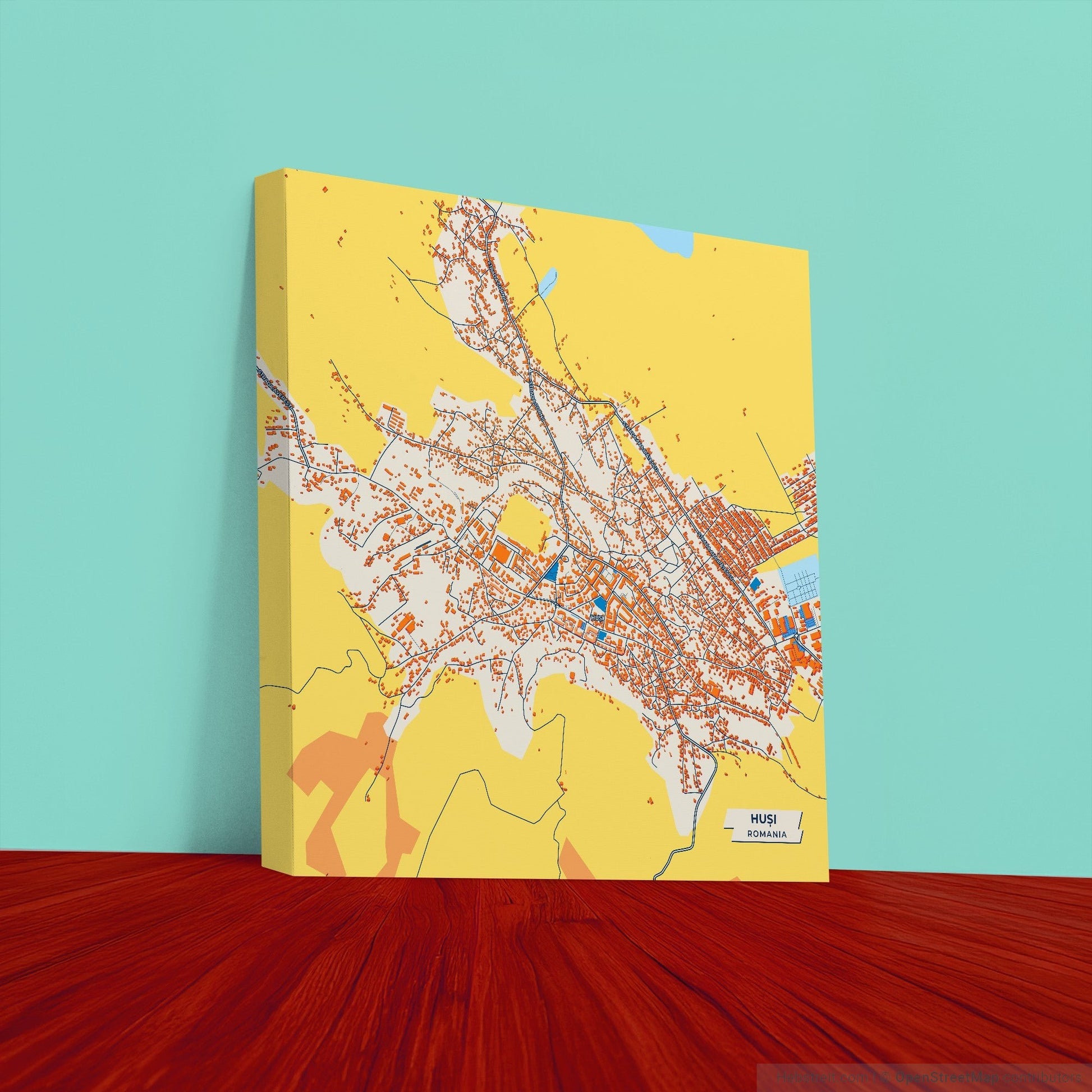 Huși Romania Colorful City Map Canvas Print