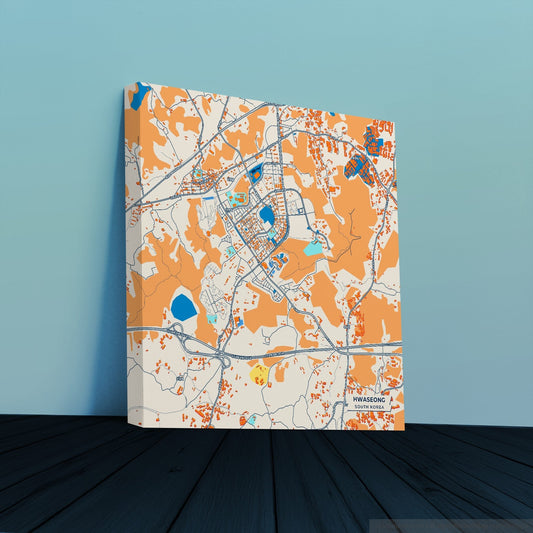 Hwaseong South Korea Colorful City Map Canvas Print