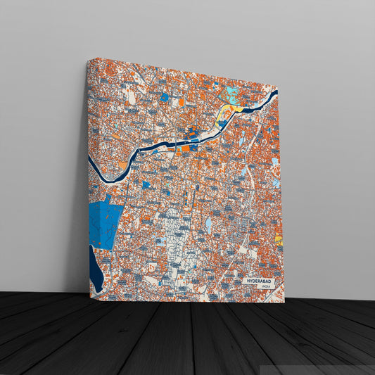 Hyderabad India Colorful City Map Canvas Print