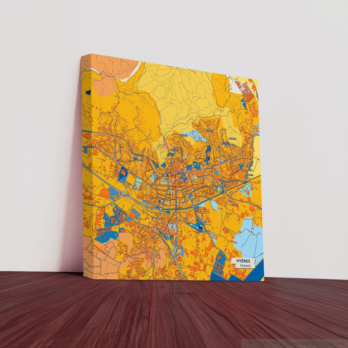 Hyères France Colorful City Map Canvas Print