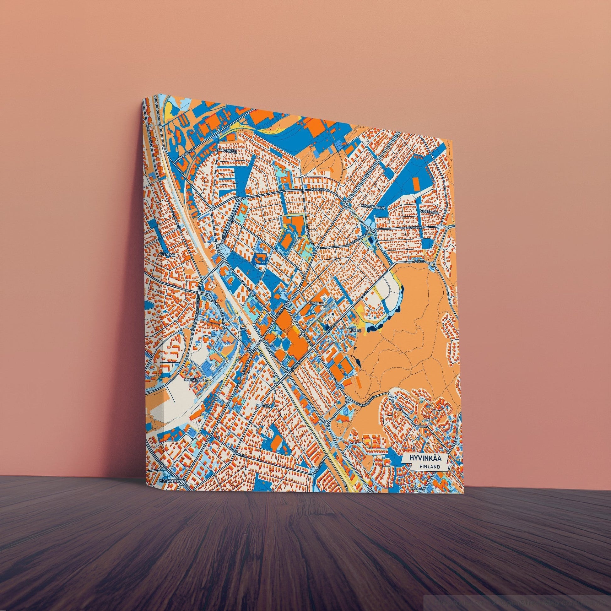 Hyvinkää Finland Colorful City Map Canvas Print