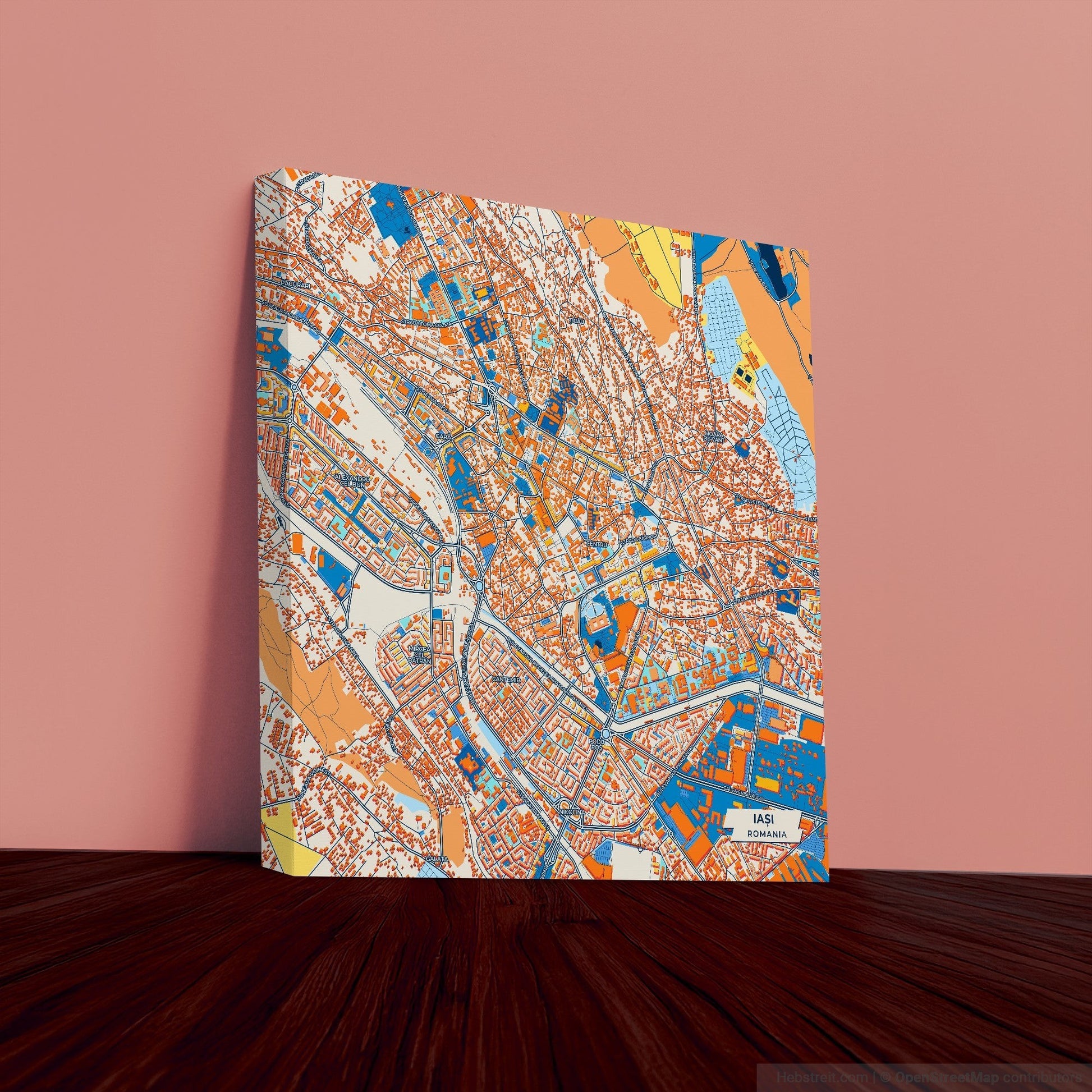 Iași Romania Colorful City Map Canvas Print