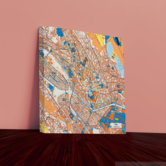 Iași Romania Colorful City Map Canvas Print