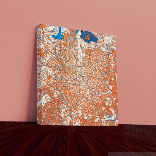 Ibadan Nigeria Colorful City Map Canvas Print