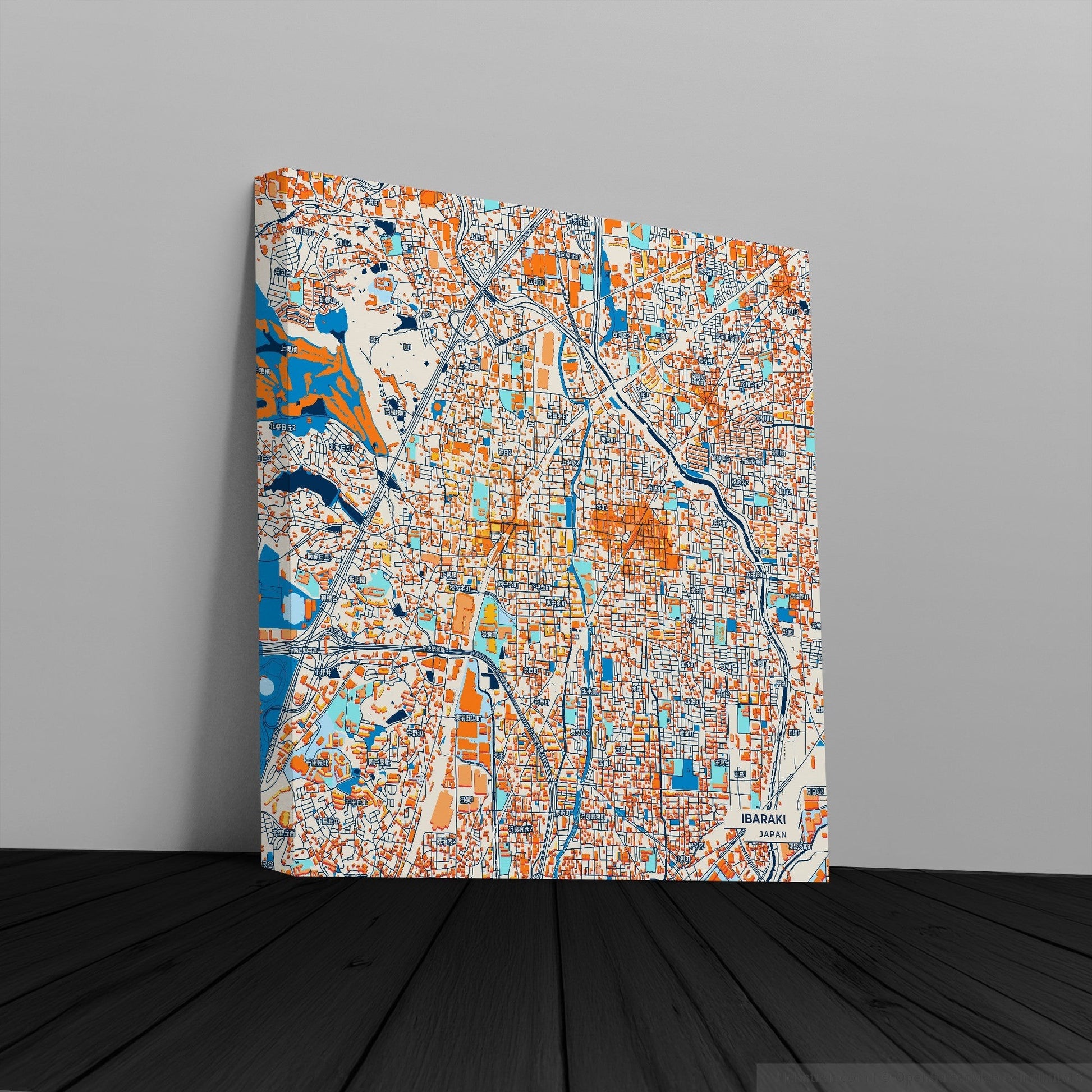 Ibaraki Japan Colorful City Map Canvas Print