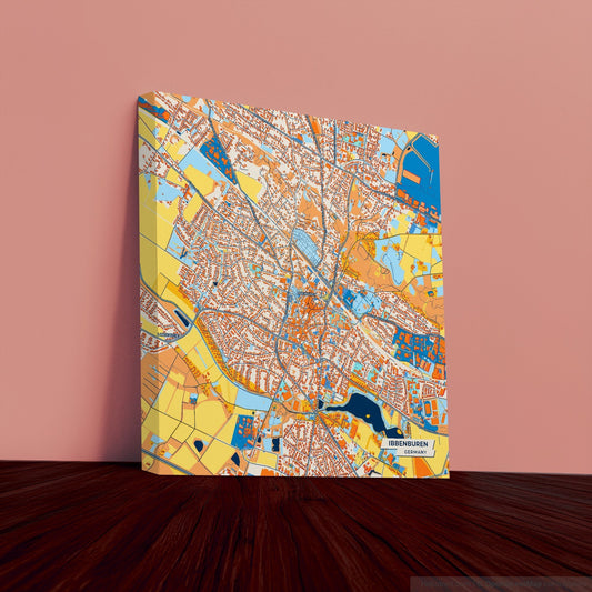 Ibbenbüren Germany Colorful City Map Canvas Print