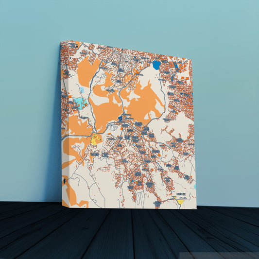 Ibirite Brazil Colorful City Map Canvas Print