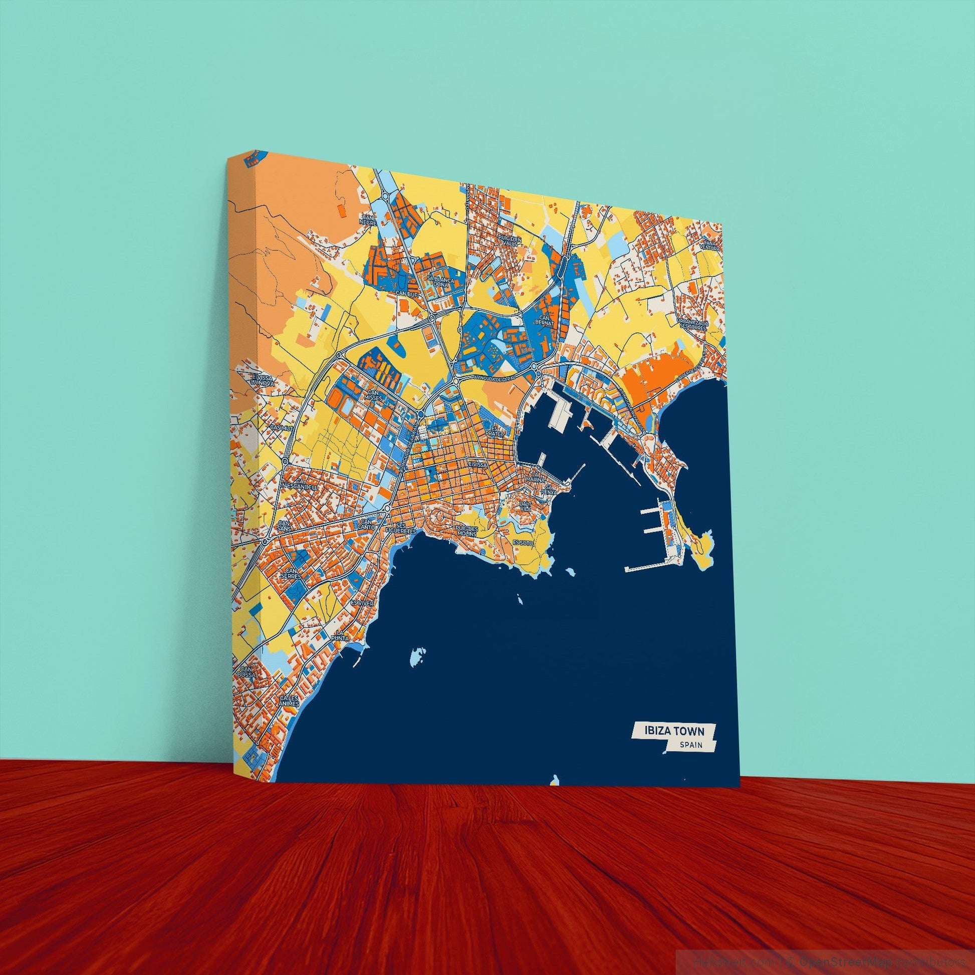 Ibiza Town Spain Colorful City Map Canvas Print