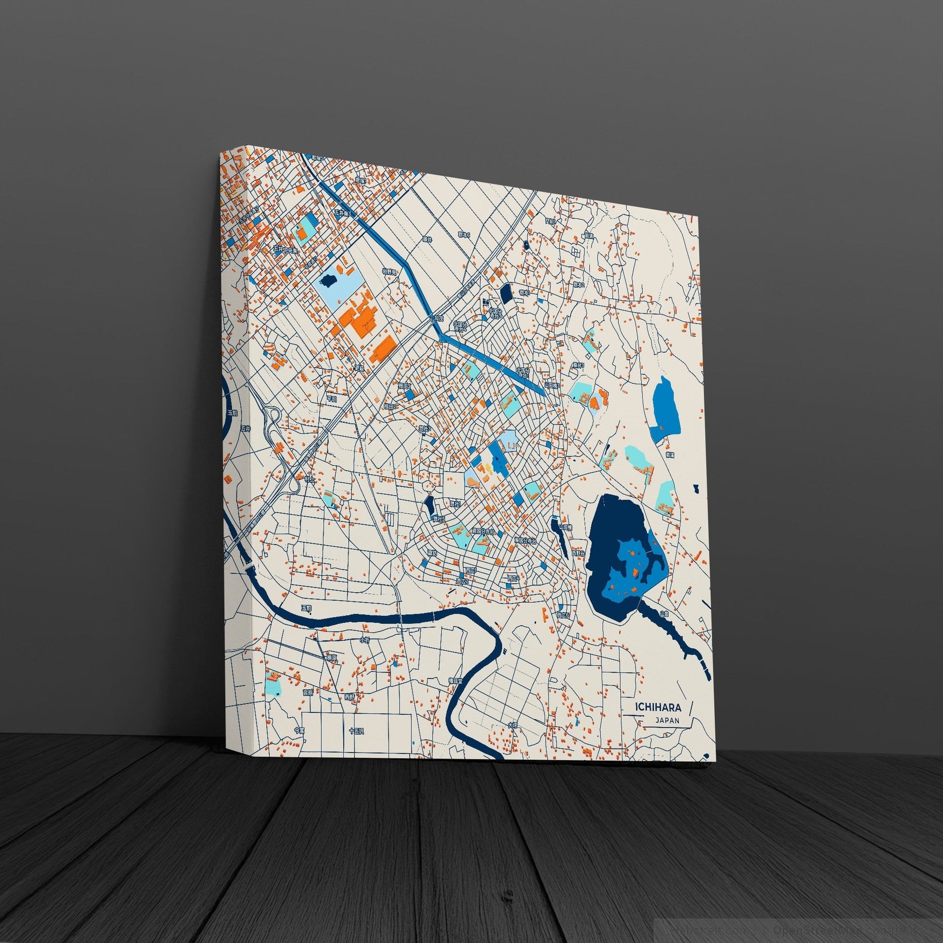 Ichihara Japan Colorful City Map Canvas Print