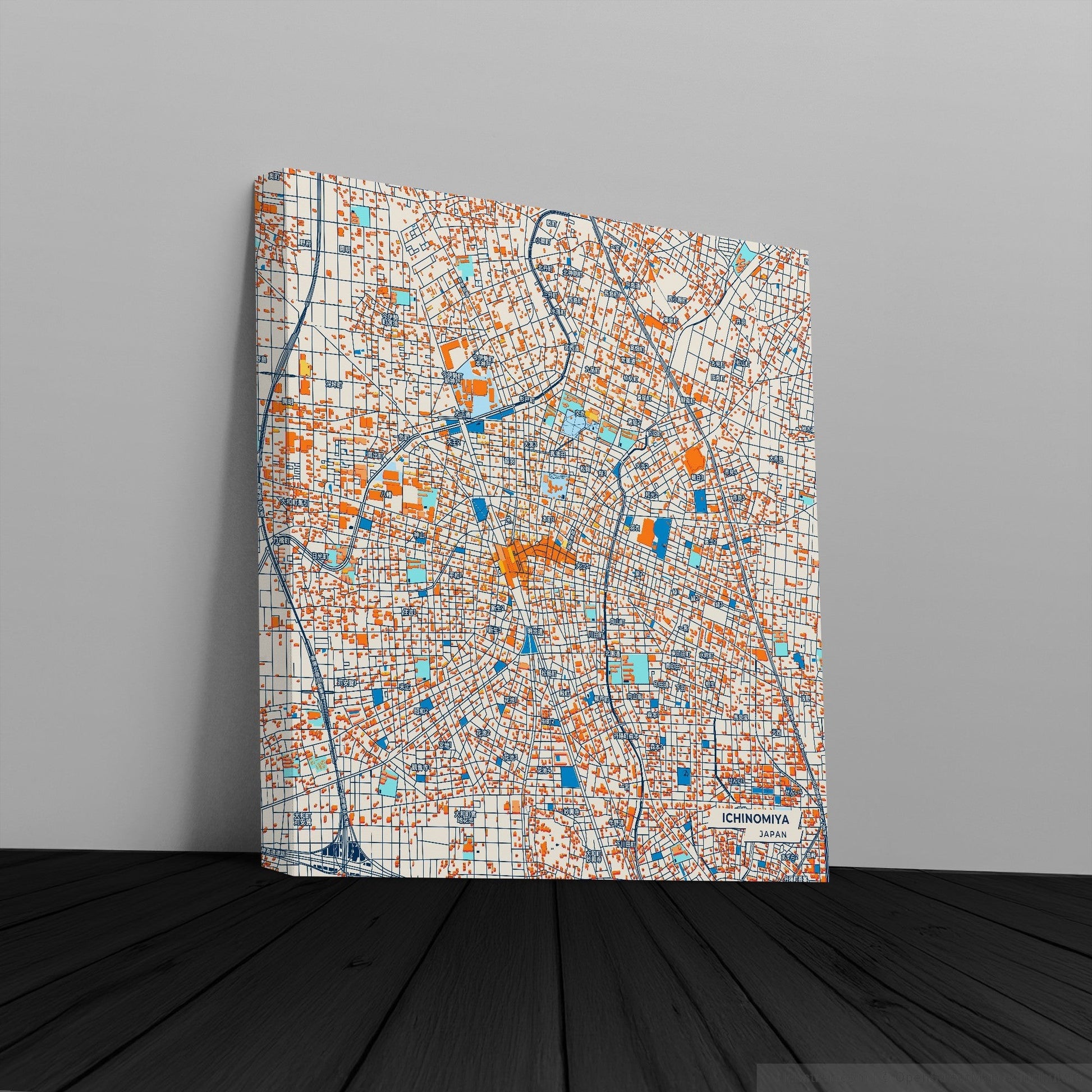 Ichinomiya Japan Colorful City Map Canvas Print