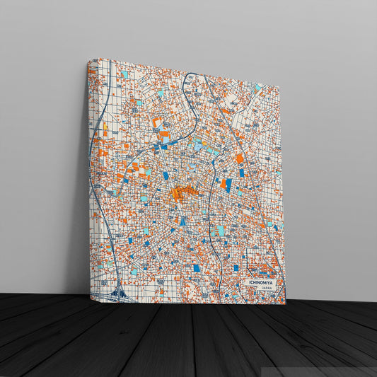 Ichinomiya Japan Colorful City Map Canvas Print