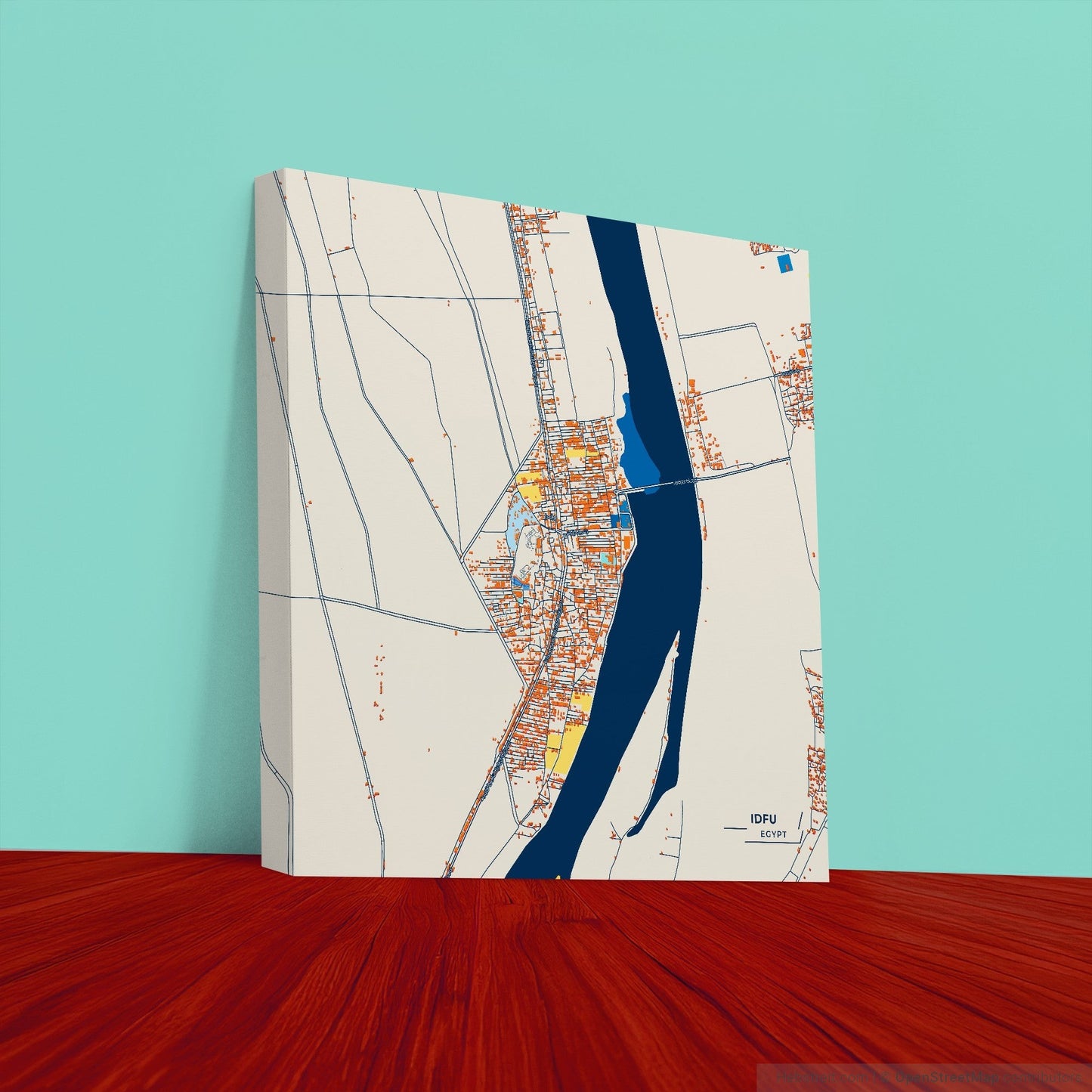 Idfu Egypt Colorful City Map Canvas Print