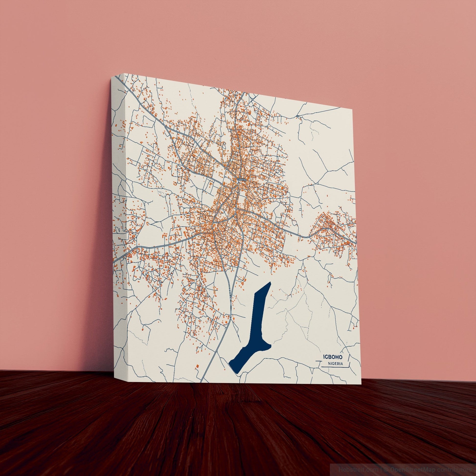 Igboho Nigeria Colorful City Map Canvas Print