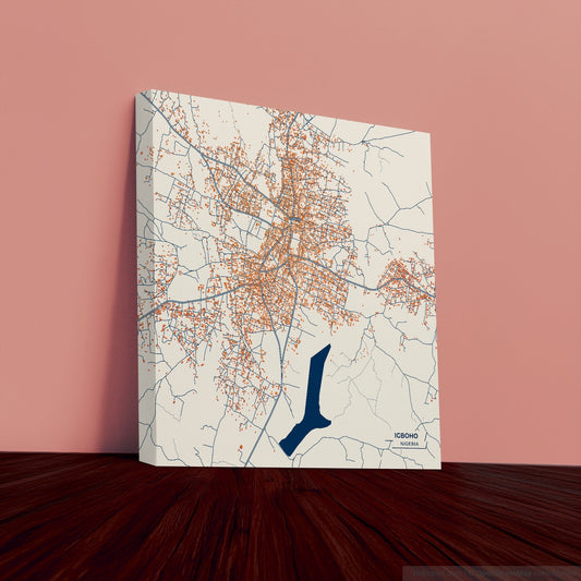 Igboho Nigeria Colorful City Map Canvas Print