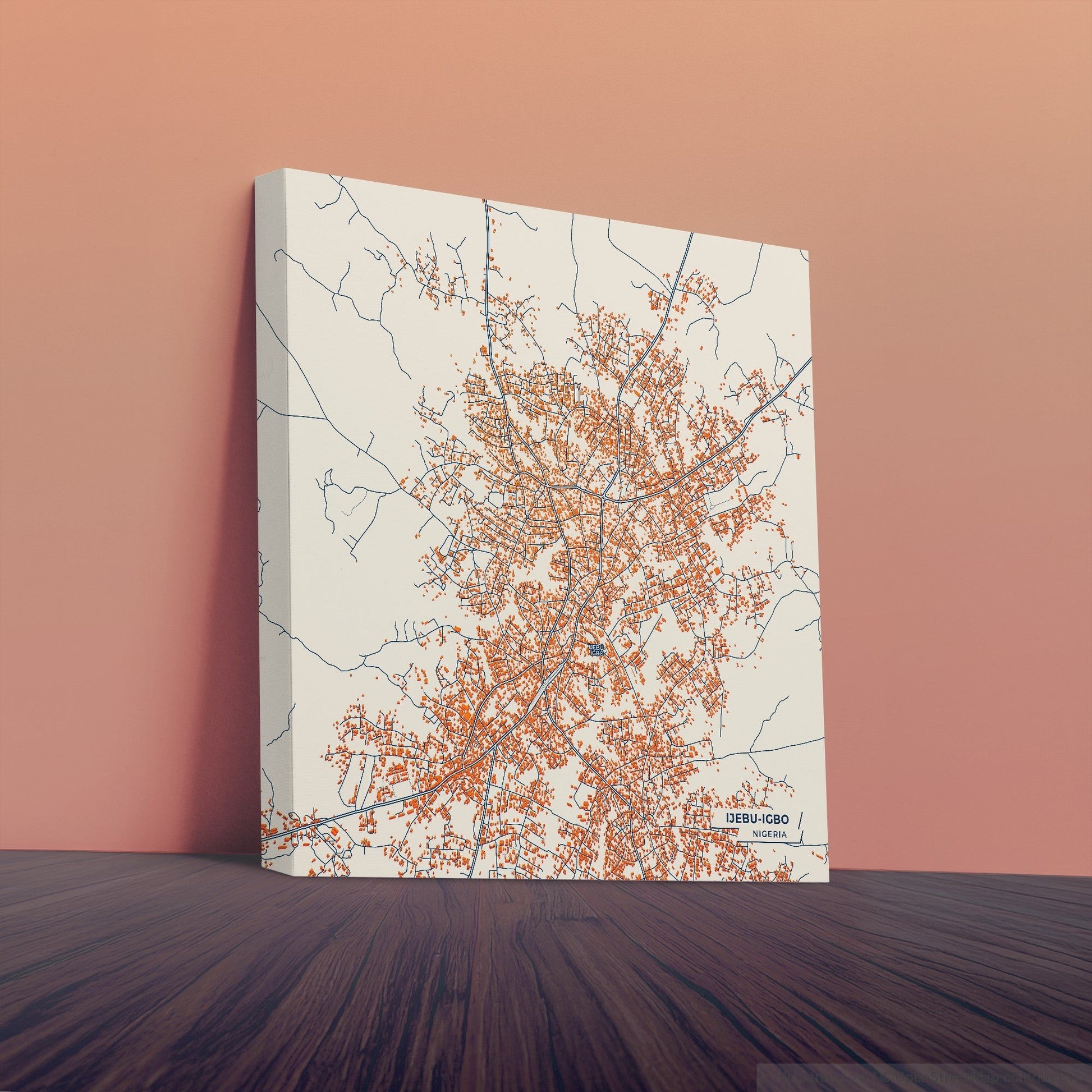 Ijebu-Igbo Nigeria Colorful City Map Canvas Print
