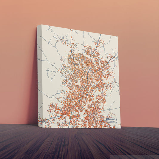 Ijebu-Igbo Nigeria Colorful City Map Canvas Print