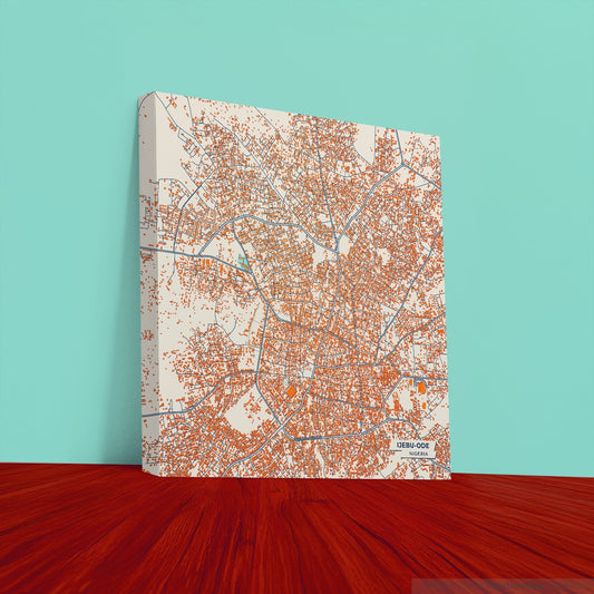 Ijebu-Ode Nigeria Colorful City Map Canvas Print