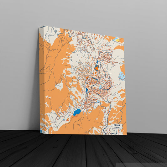 Ijevan Armenia Colorful City Map Canvas Print