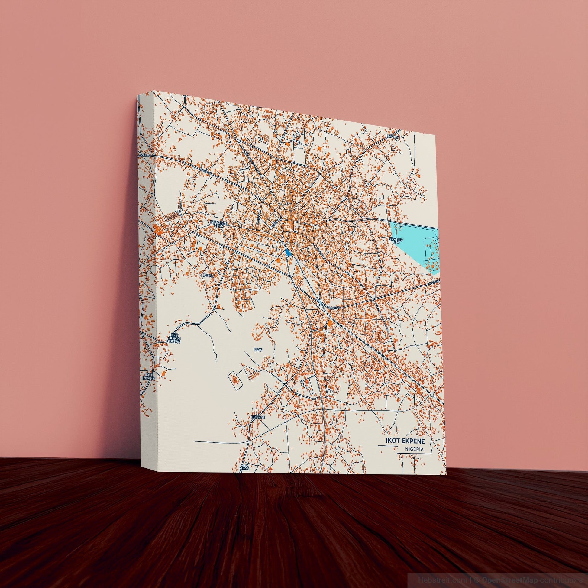 Ikot Ekpene Nigeria Colorful City Map Canvas Print