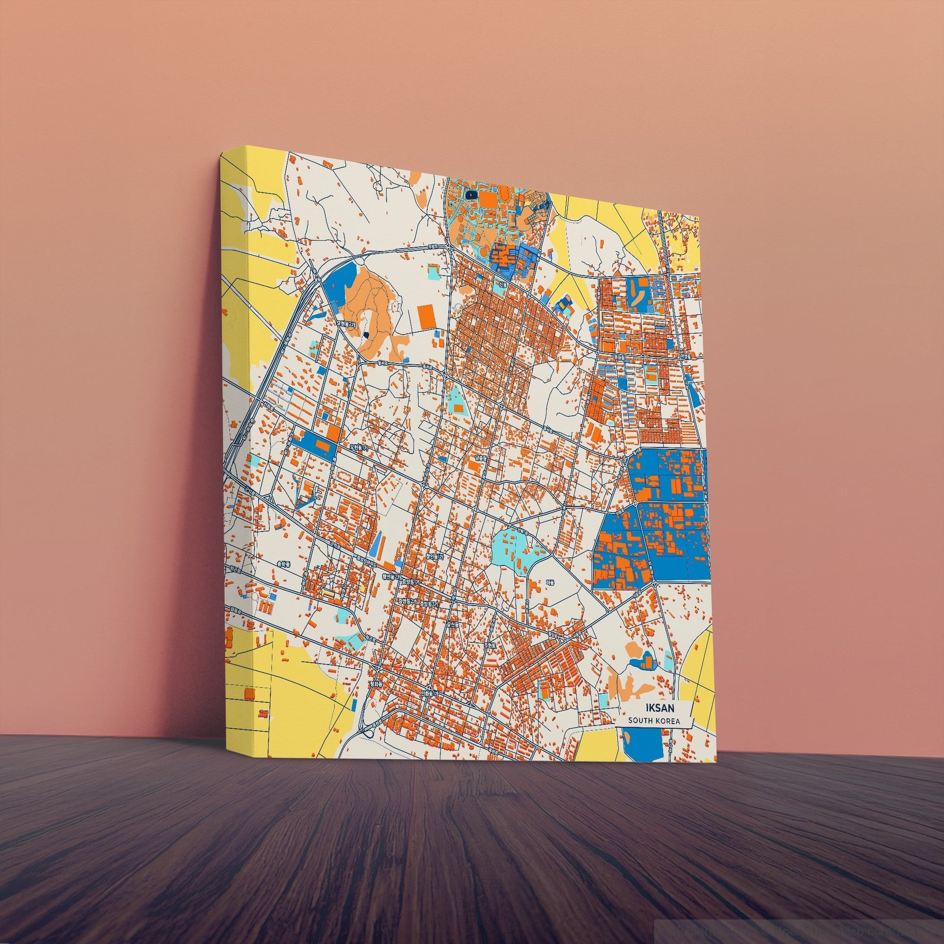 Iksan South Korea Colorful City Map Canvas Print