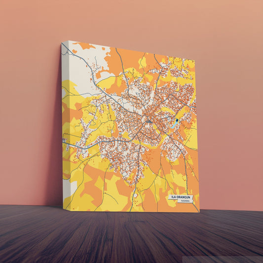Ila Orangun Nigeria Colorful City Map Canvas Print