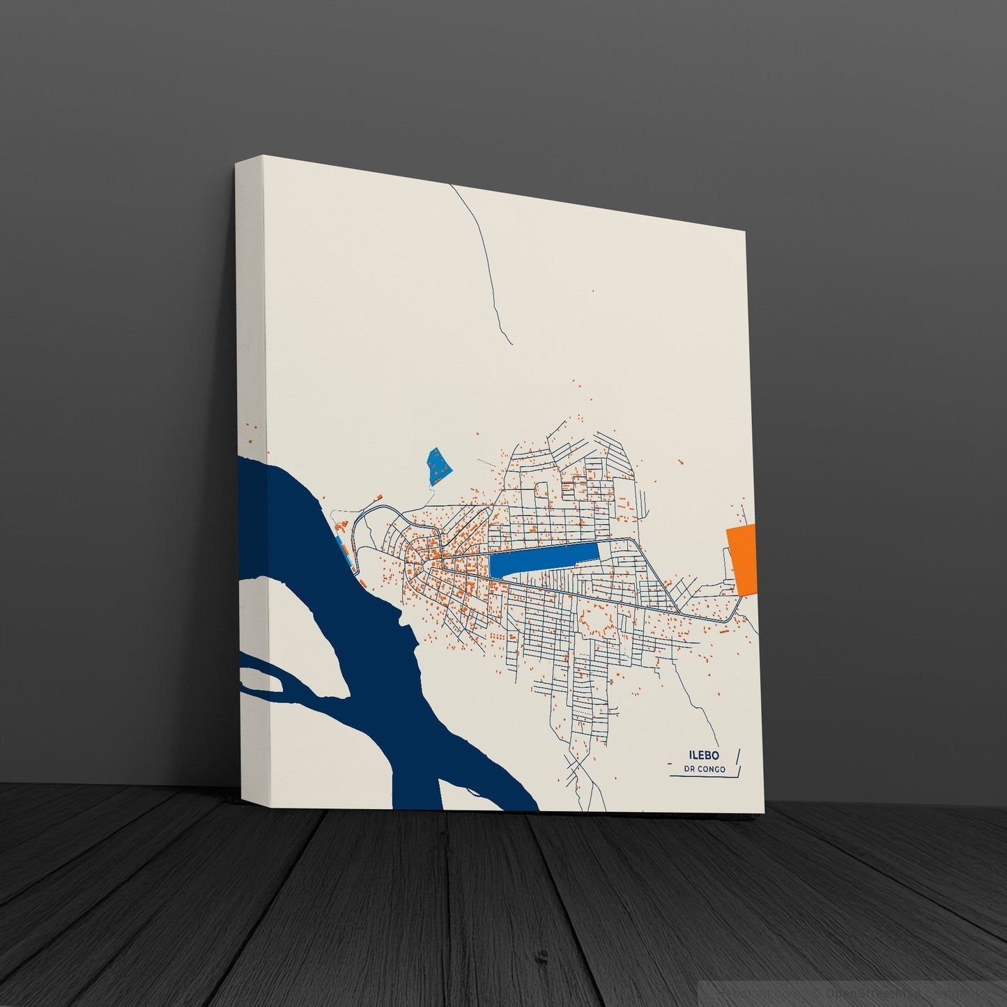 Ilebo Dr Congo Colorful City Map Canvas Print