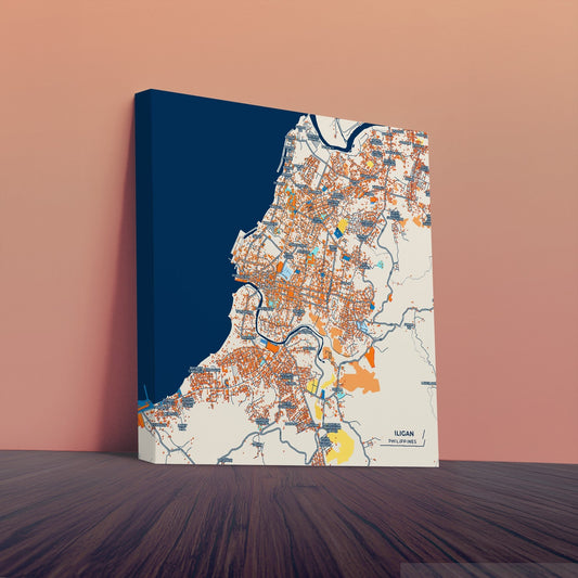 Iligan Philippines Colorful City Map Canvas Print