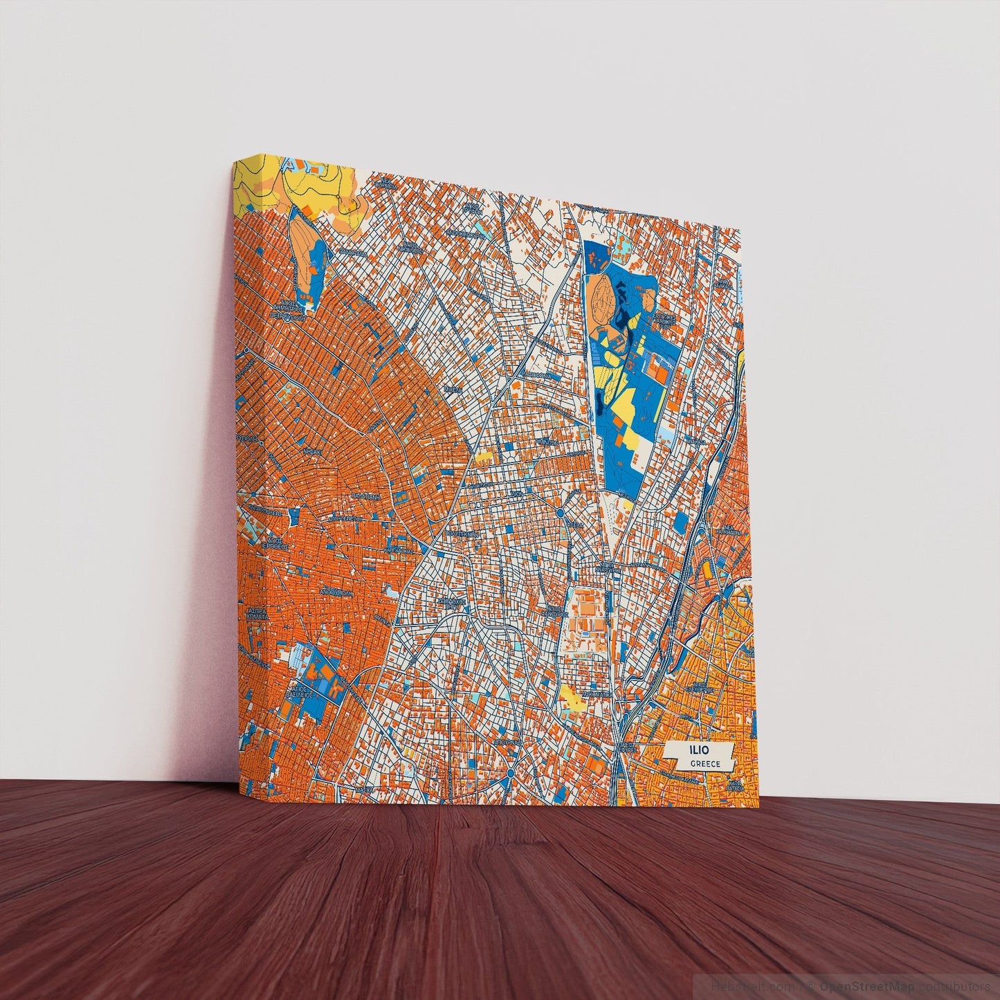 Ilio Greece Colorful City Map Canvas Print