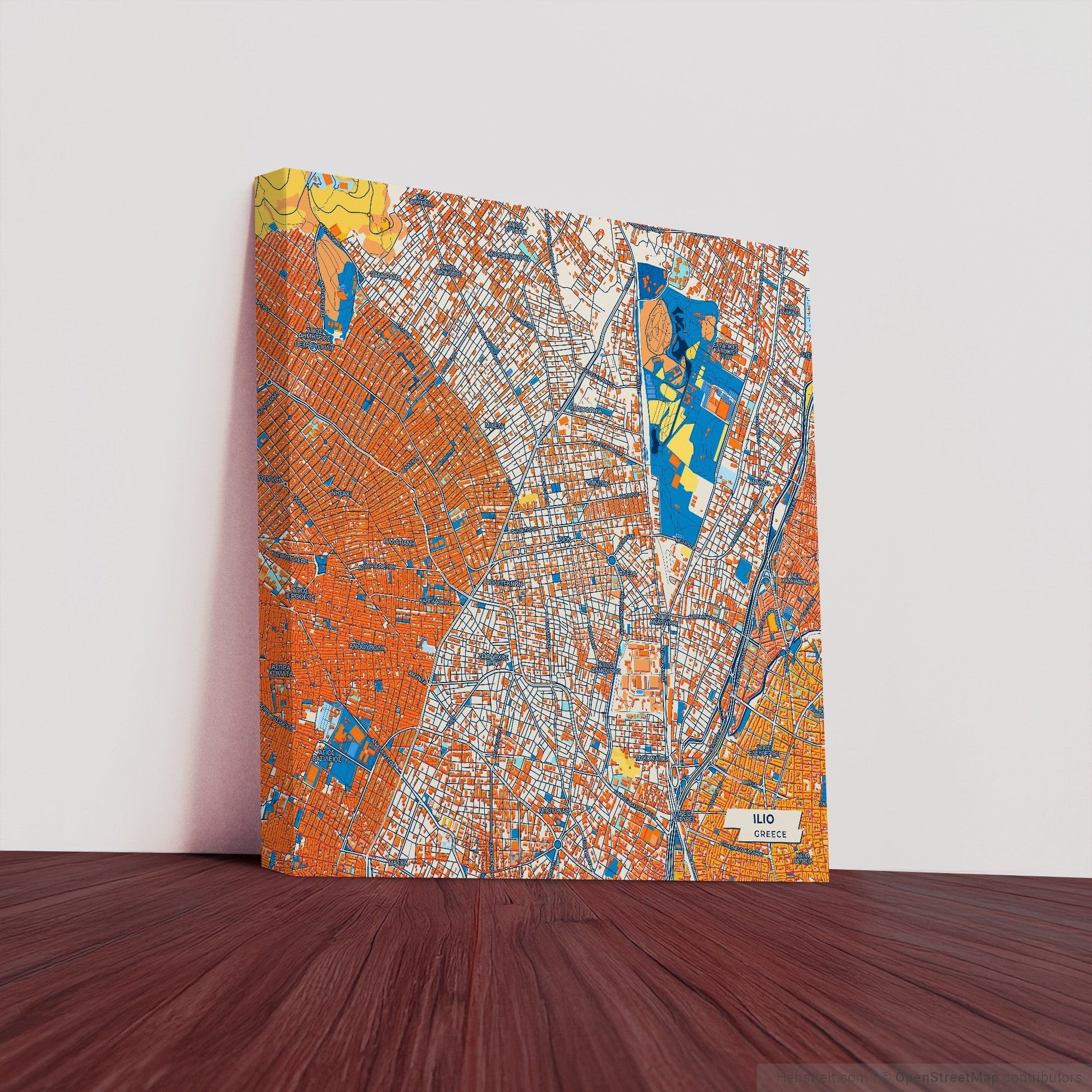 Ilio Greece Colorful City Map Canvas Print
