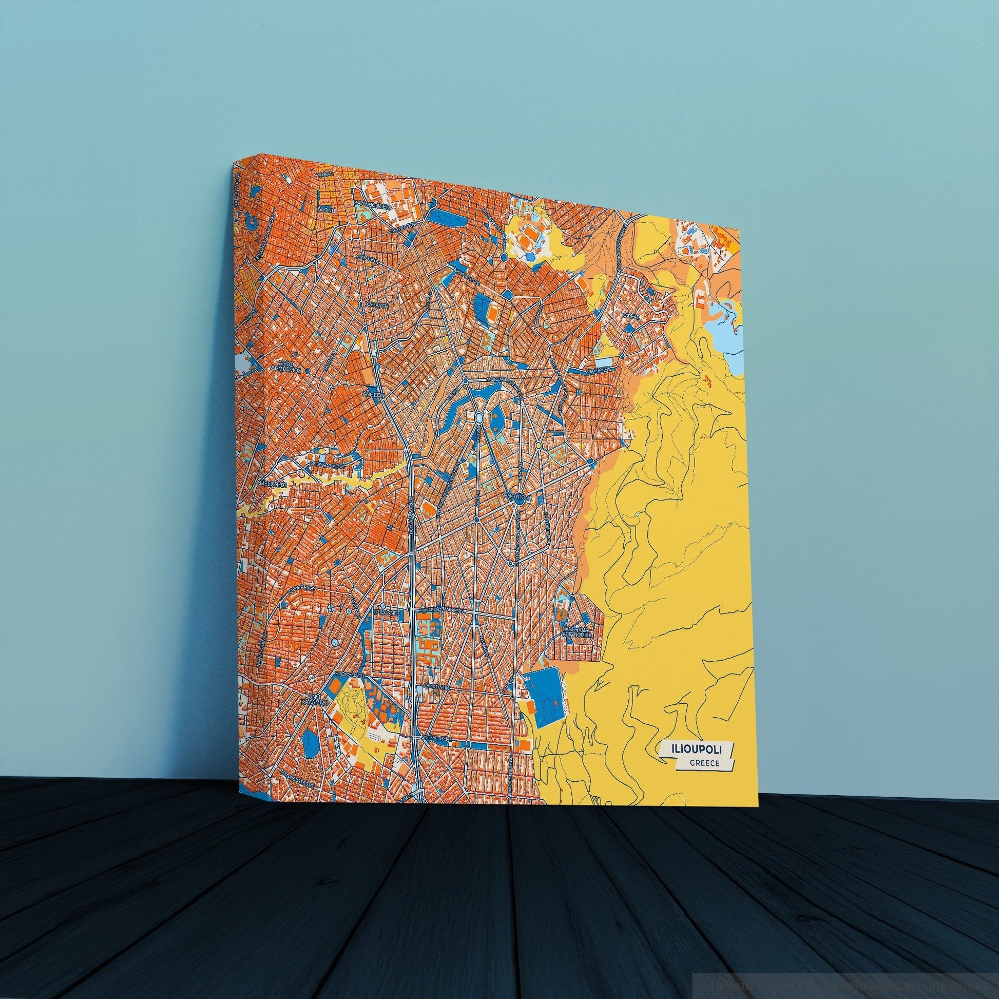 Ηλιουπολη Greece Colorful City Map Canvas Print