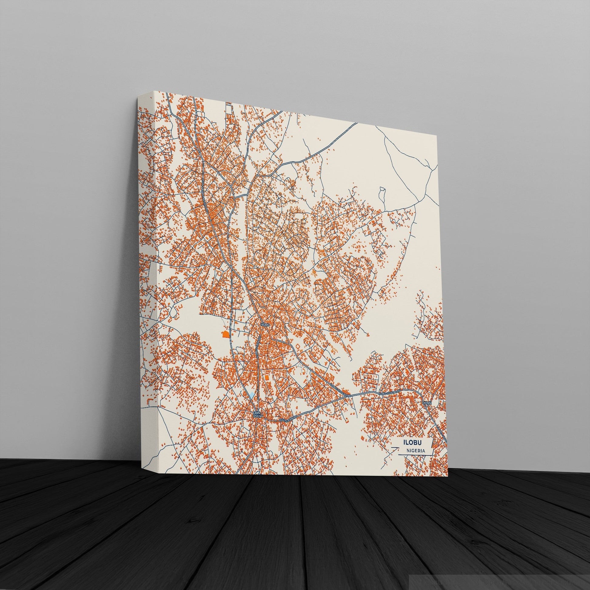 Ilobu Nigeria Colorful City Map Canvas Print