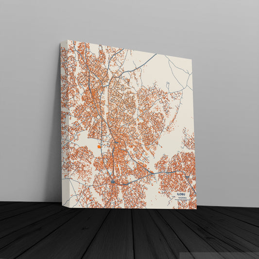 Ilobu Nigeria Colorful City Map Canvas Print