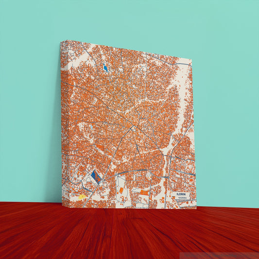 Ilorin Nigeria Colorful City Map Canvas Print