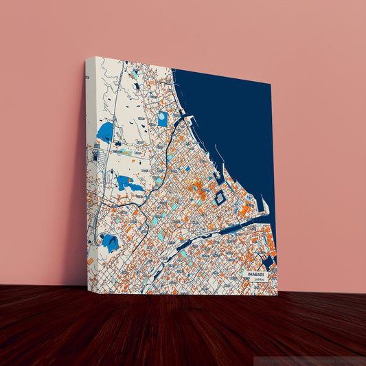 Imabari Japan Colorful City Map Canvas Print