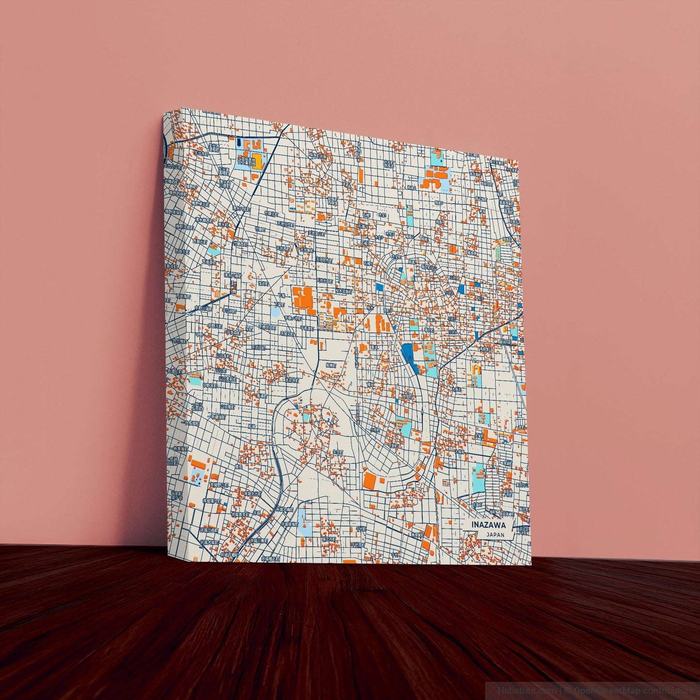 Inazawa Japan Colorful City Map Canvas Print