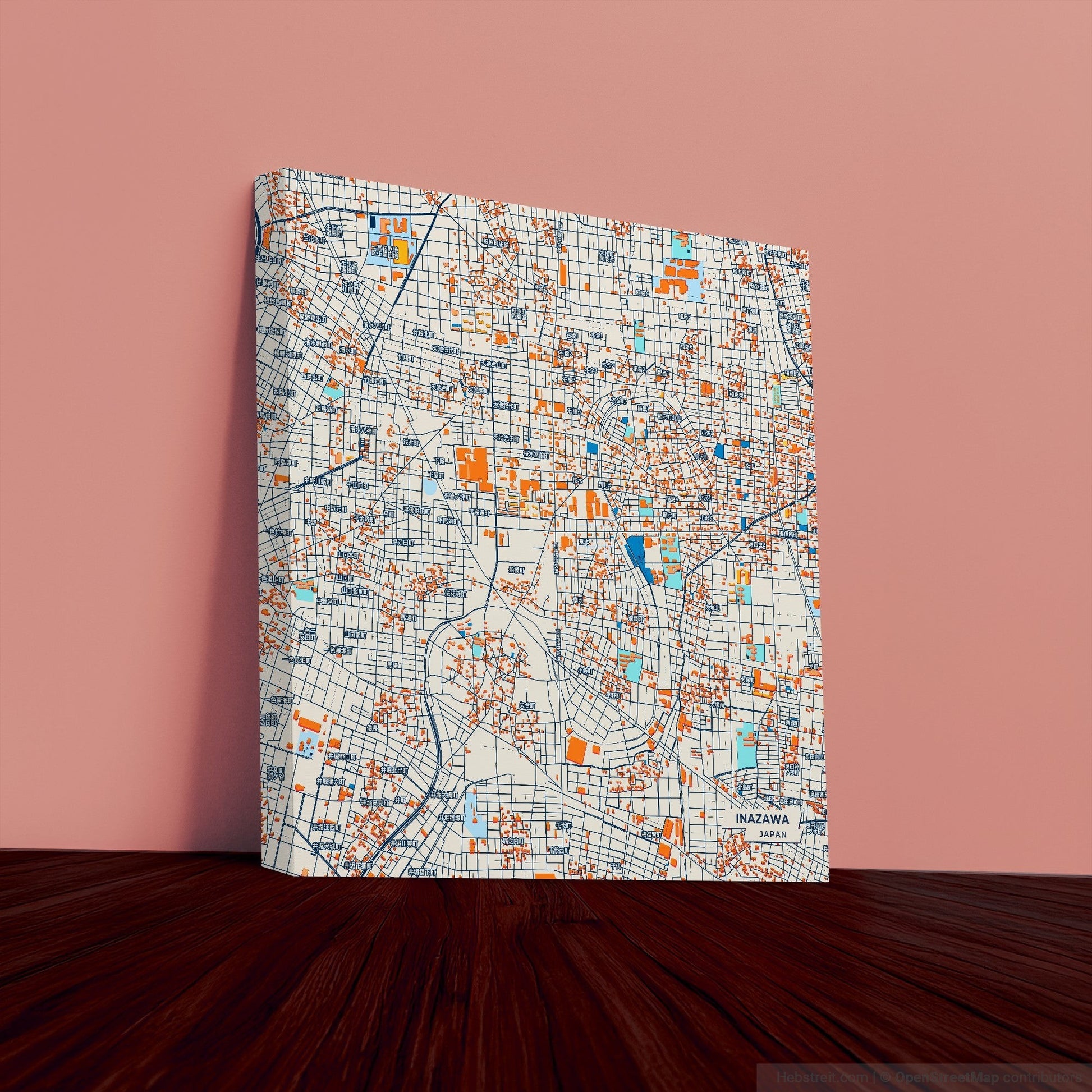 Inazawa Japan Colorful City Map Canvas Print