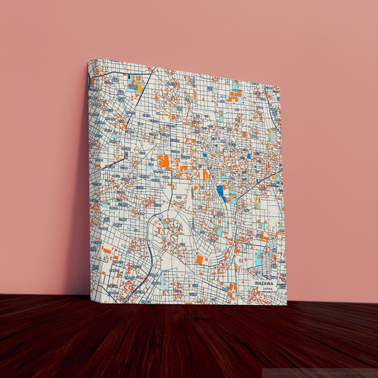 Inazawa Japan Colorful City Map Canvas Print