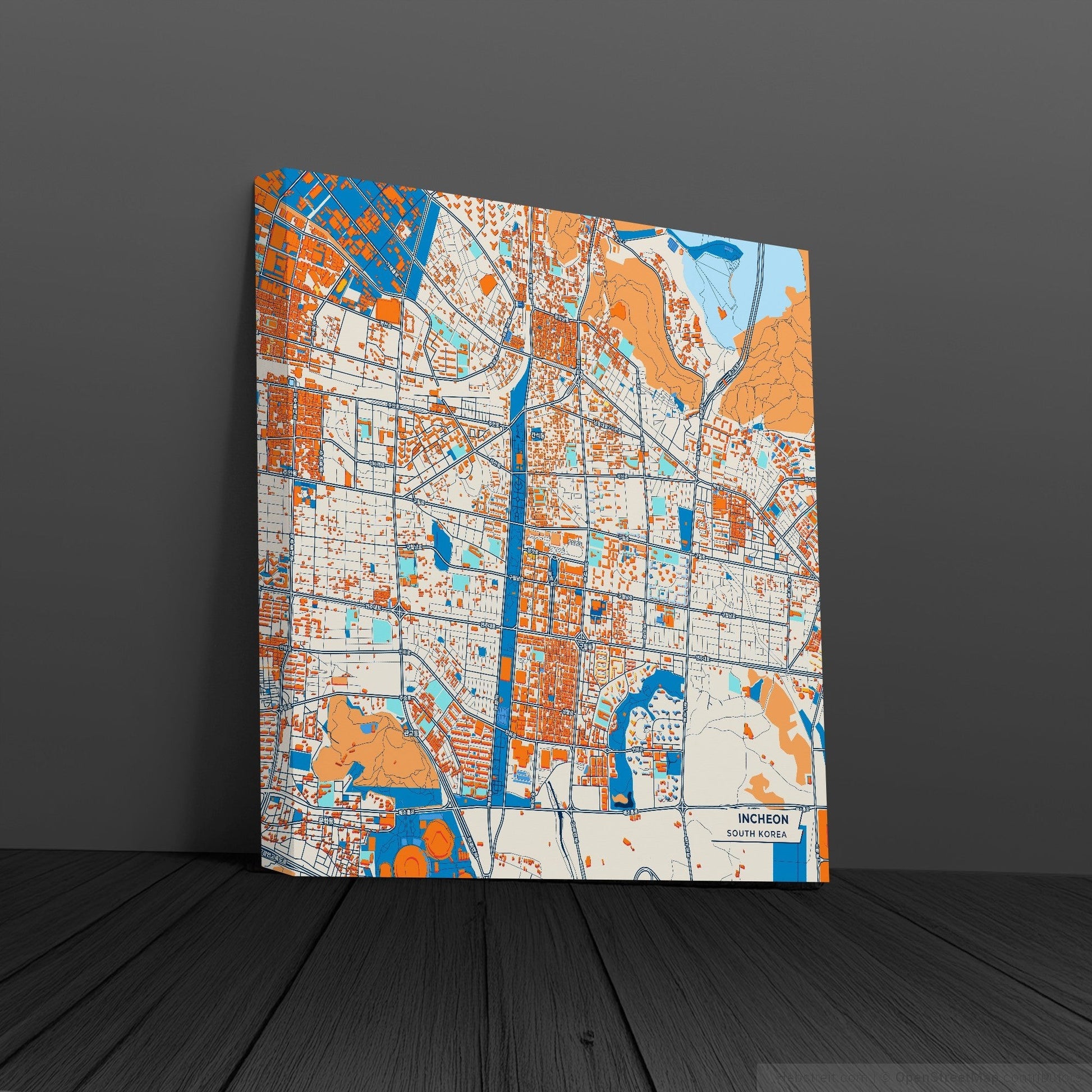 Incheon South Korea Colorful City Map Canvas Print