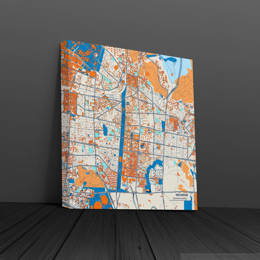 Incheon South Korea Colorful City Map Canvas Print
