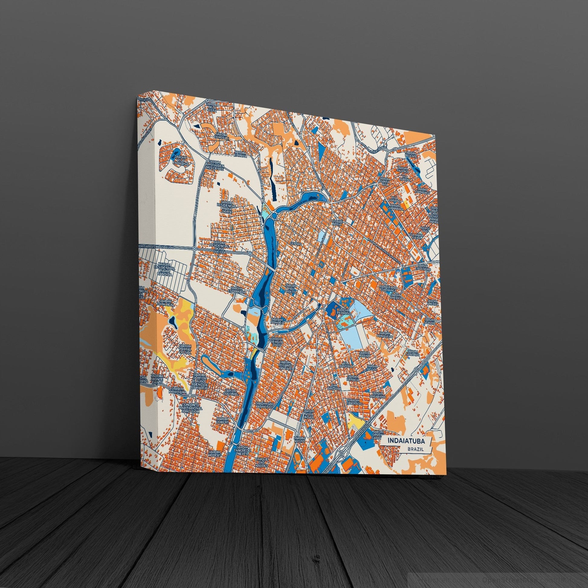 Indaiatuba Brazil Colorful City Map Canvas Print
