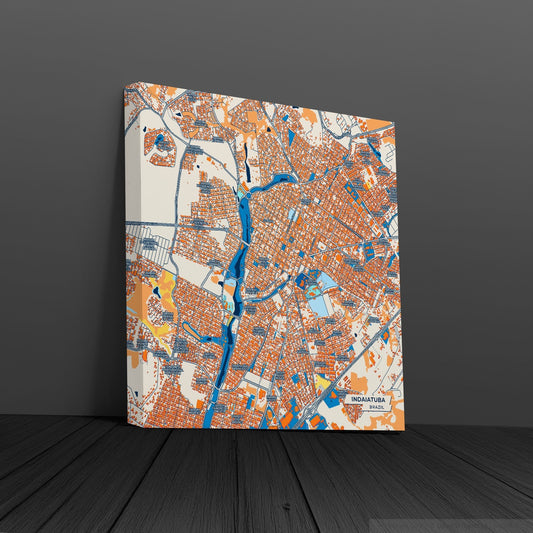 Indaiatuba Brazil Colorful City Map Canvas Print
