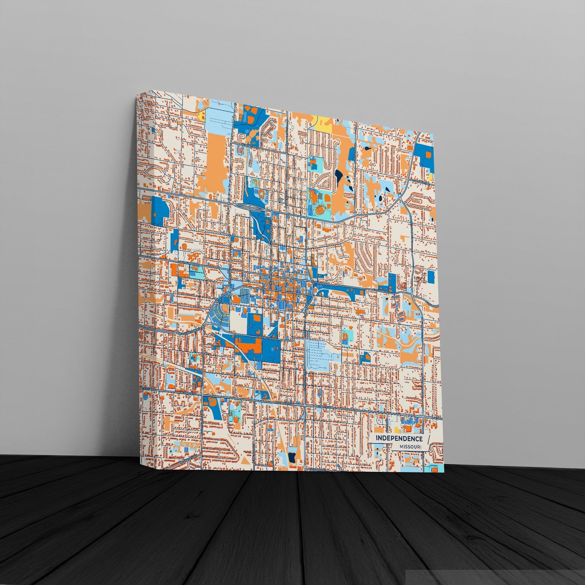 Independence Missouri Colorful City Map Canvas Print