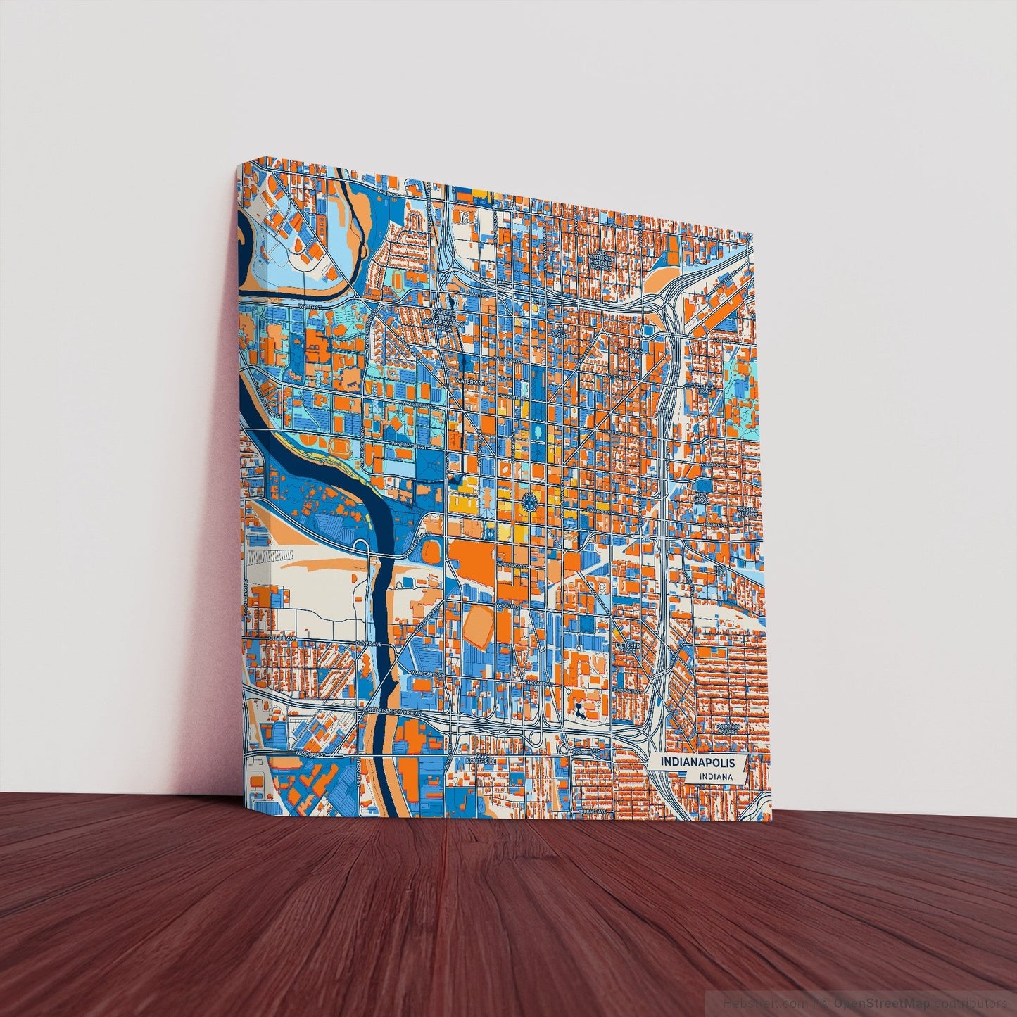 Indianapolis Indiana Colorful City Map Canvas Print