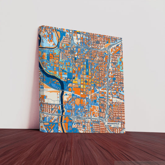 Indianapolis Indiana Colorful City Map Canvas Print