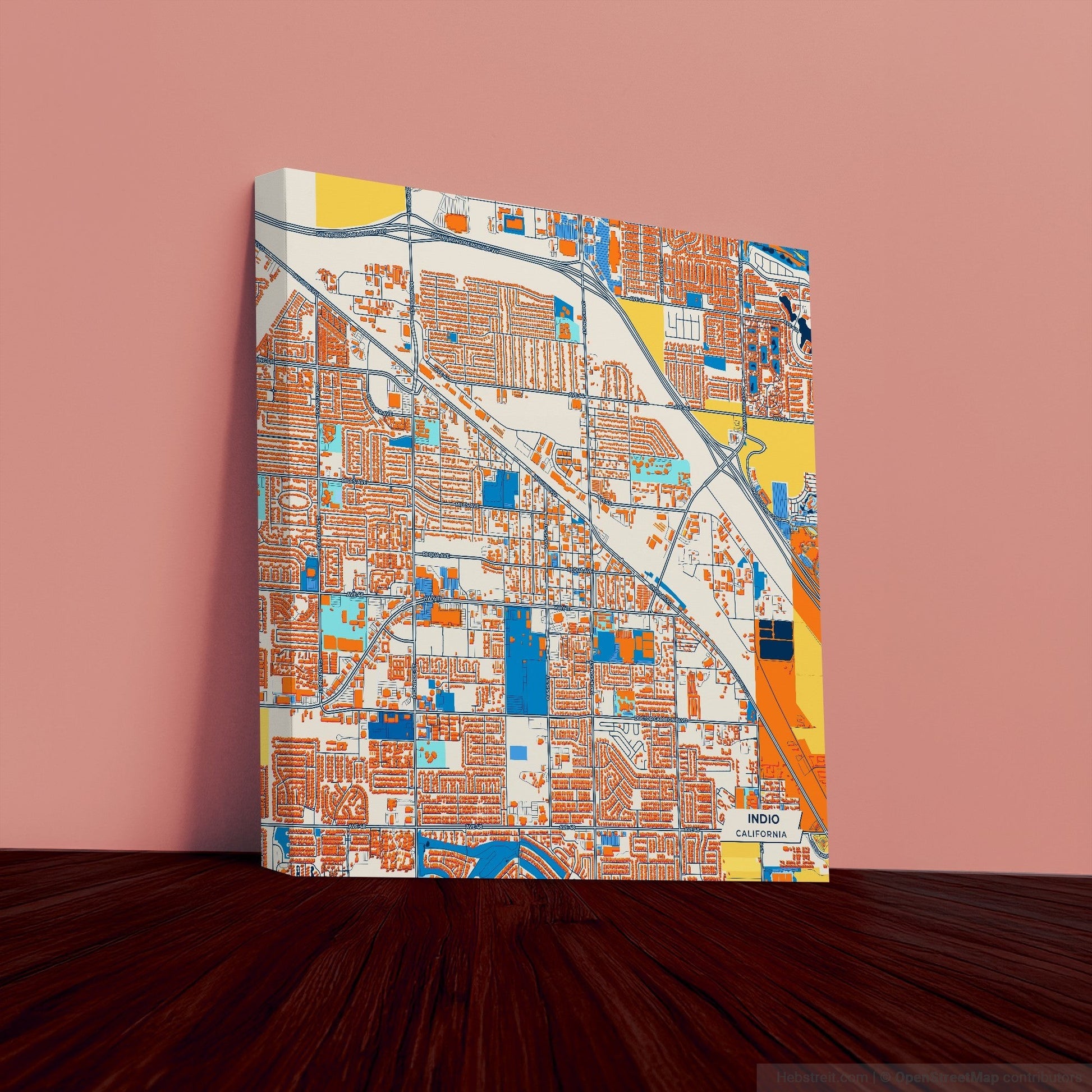 Indio California Colorful City Map Canvas Print